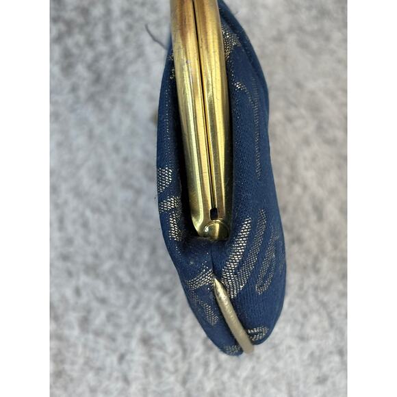 Coach 1941 Blue Gold Logo Print Kisslock Coin Purse #64273 - Picture 3 of 7